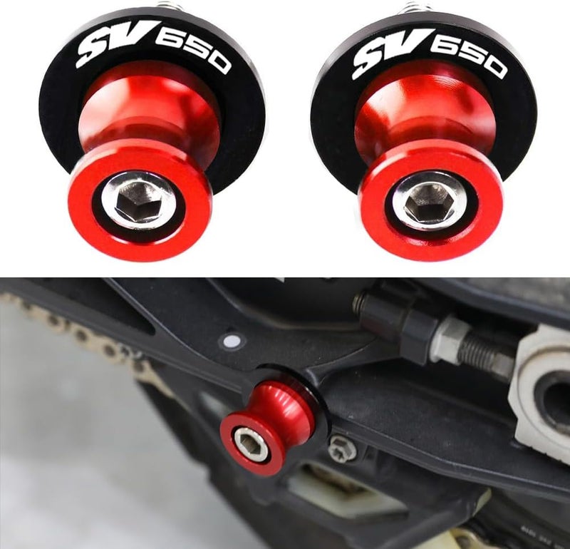 FREAXLL 2pcs M8*1.5 Motorcycle Swing Arm Sliders Spools Fit with S-uzuki SV650 SV 650 SV650X SV650S V-strom DL650 DL1000 (Red) - Image 1
